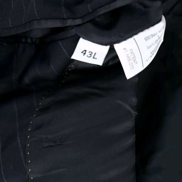 Hart Schaffner Marx "Gold" Navy Blue Pinstripe Blazer Suit Jacket Size 43 LONG - Picture 10 of 11